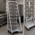 Thumbnail image #3 for Mobile Aluminum Fry Basket Rack with Removable Drip Pan, 27-Basket Capacity