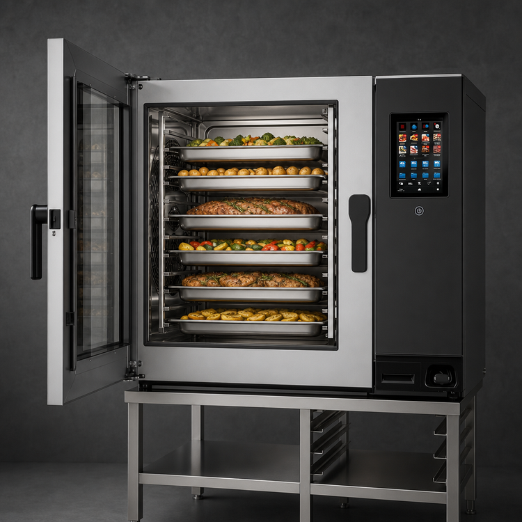 Product image #3 for Lainox Naboo 5.0 Electric Combi Oven with Direct Steam, 6 x 2/1 GN / 12 x 1/1 GN, Large Model with Stand
