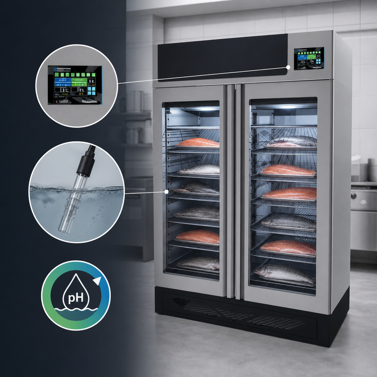 Product image #3 for Pesciugatore® Free-Standing Fish Curing Cabinet with Integrated pH System, 440 lb Capacity, 220V