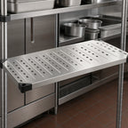 Thumbnail image #3 for Metro Super Erecta 2460LS Louvered/Embossed Stainless Steel Shelf, 60" W x 24" D, Raised Ship's Edge, 600 lb. Capacity