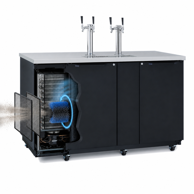 Product image #3 for Turbo Air Super Deluxe 69-Inch 3-Keg Beer Dispenser with Dual Double-Faucet Beer Towers, Black Vinyl Exterior