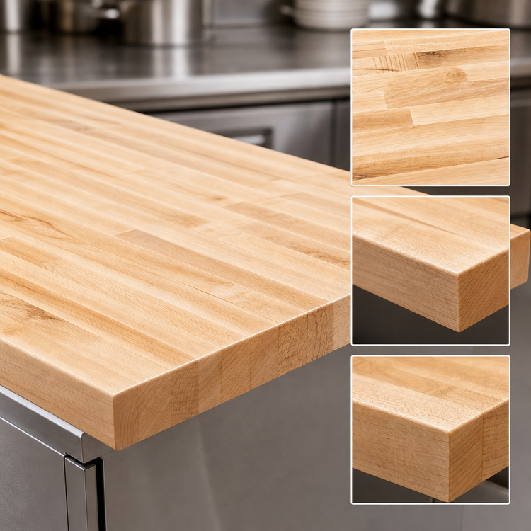 Product image #3 for John Boos Boos Block 132-Inch x 42-Inch Blended Edge Grain Maple Kitchen Countertop with Varnique Finish