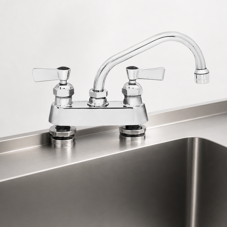 Product image #3 for Fisher Commercial Manual Deck-Mount Faucet with 12-Inch Swing Spout and 4-Inch Centers