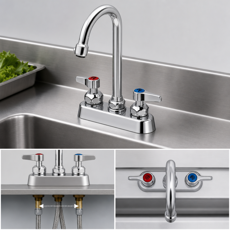 Product image #3 for T&S Brass Workboard Mixing Faucet, 4" Centers, Swivel Gooseneck, 1.5 GPM Aerator