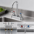 Thumbnail image #3 for T&S Brass B-1110-187XWSCR Commercial Workboard Mixing Faucet, 4" Centers, Swivel Gooseneck, Lever Handles, Ceramic Valves