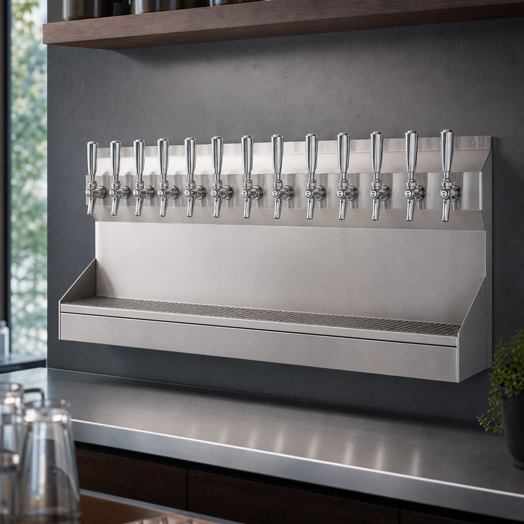 Product image #3 for Kronos 12-Faucet Wall-Mount Glycol-Cooled Draft Tower with Integrated Drip Tray