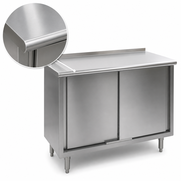 Product image #3 for Eagle Spec-Master 84-Inch x 30-Inch Stainless Steel Enclosed Work Table with Cabinet Base and Sliding Doors