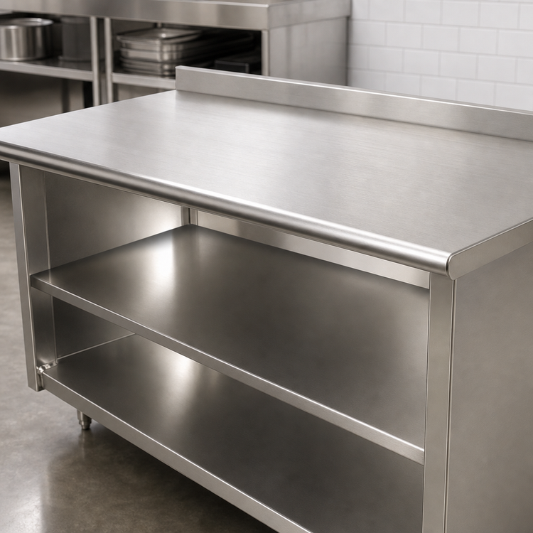 Product image #3 for Advance Tabco Special Value Series 36" x 30" Open Base Work Table with 5" Backsplash and Mid Shelf