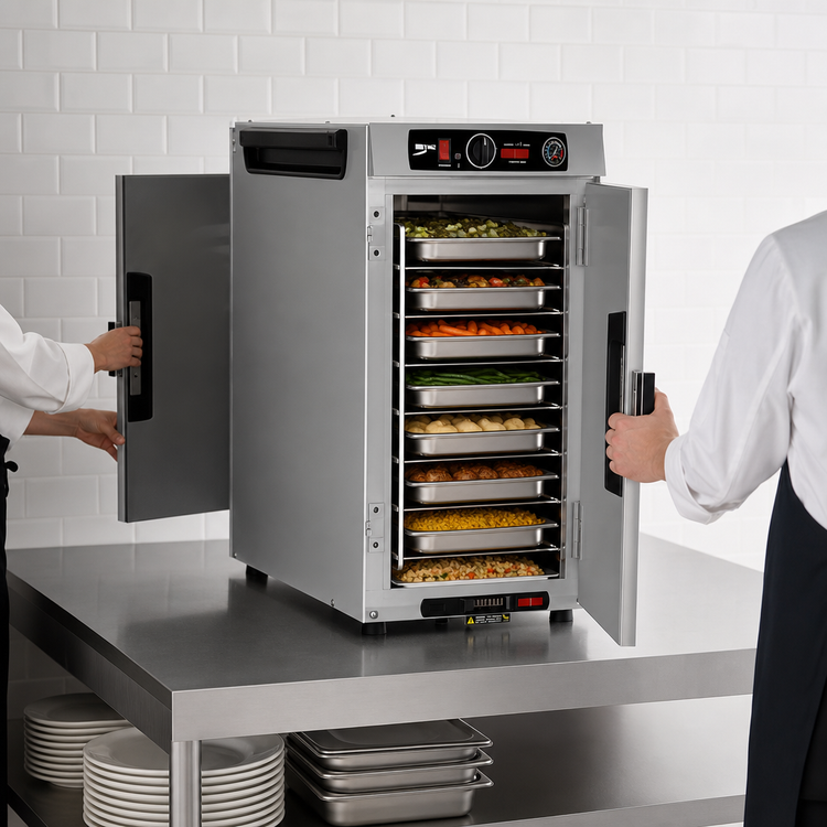 Product image #4 for Metro HotBlox™ Narrow 8-Pan Pass-Thru Countertop/Stacking Insulated Holding Cabinet with Solid Front and Rear Doors