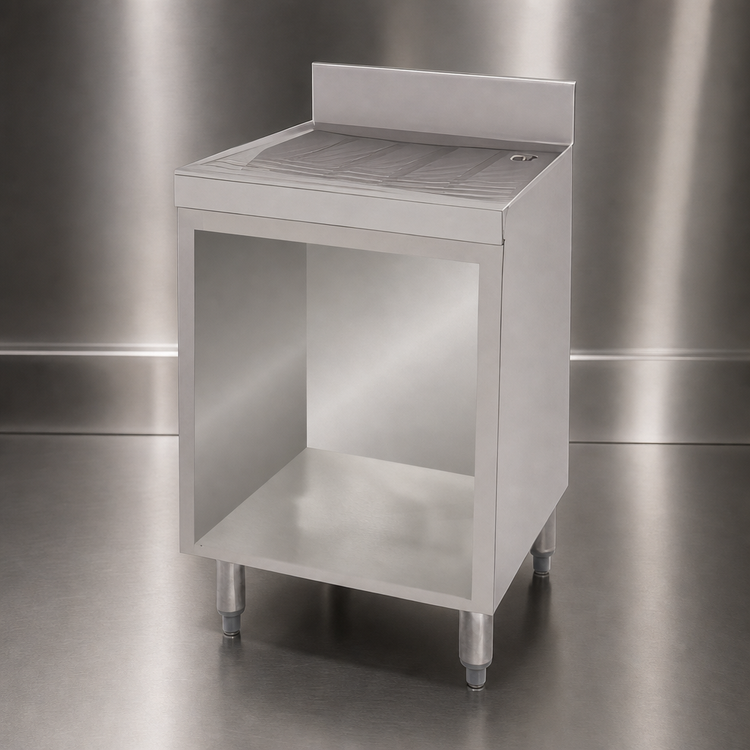 Product image #3 for Advance Tabco Underbar Basics Stainless Steel Freestanding Open Cabinet Base Drainboard