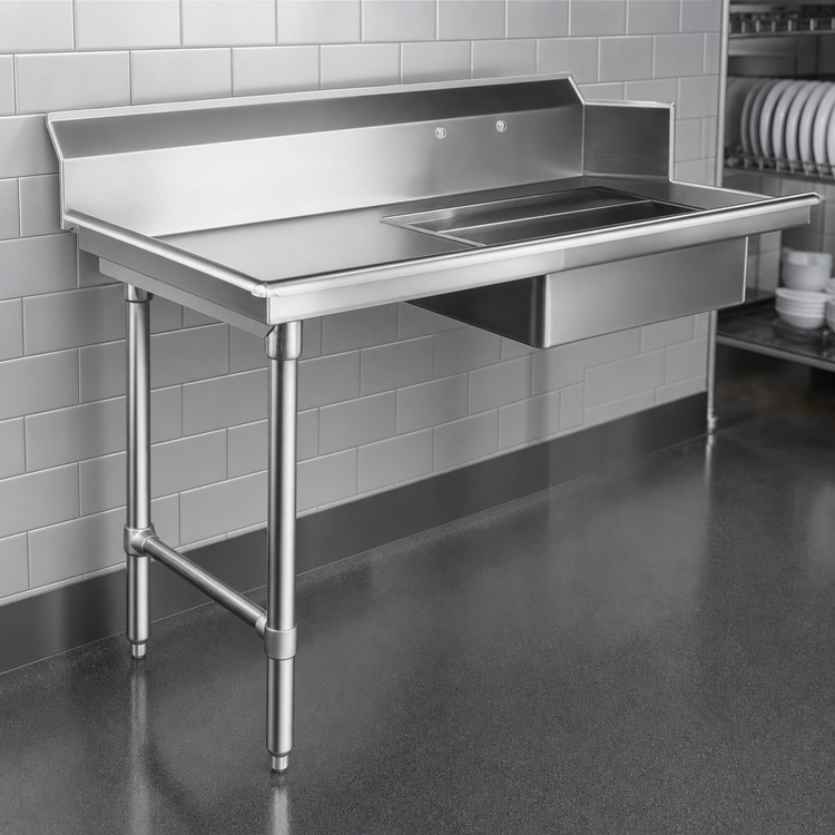 Product image #3 for Straight Soiled Dishtable with 20 x 20 x 5-Inch Sink, 36 x 29 x 42-3/4-Inch, Left-to-Right Operation