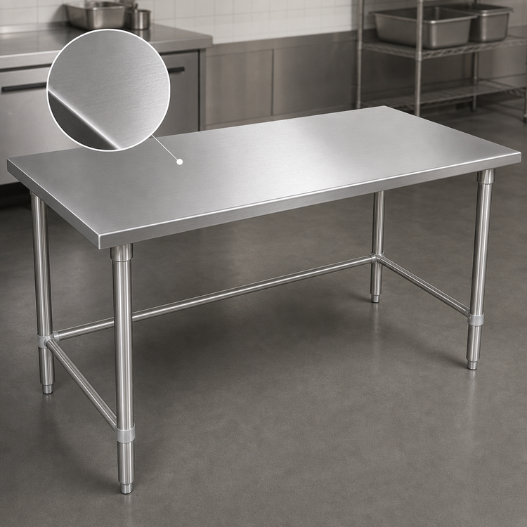 Product image #3 for John Boos Stallion 72-Inch x 36-Inch 14-Gauge Stainless Steel Top Work Table with Galvanized Legs and Safety Edge