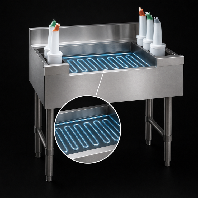 Product image #3 for Advance Tabco Underbar Basics™ 30-Inch Stainless Steel Cocktail Unit with 12-Inch Deep Ice Bin and 10-Circuit Cold Plate