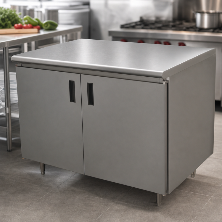Product image #3 for Advance Tabco Special Value Economy Enclosed Work Table with Cabinet Base, 36 x 30 Inches, 304 Stainless Steel Top