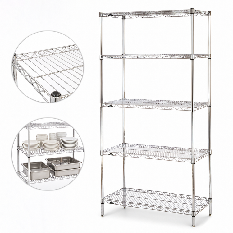 Product image #3 for Metro Super Erecta 5-Shelf Chrome Plated Starter Wire Shelving Unit, 60"W x 24"D x 74"H