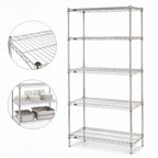 Thumbnail image #3 for Metro Super Erecta 5N567C 5-Shelf Chrome Wire Shelving Unit, Stationary Starter, 60"W x 24"D x 74"H