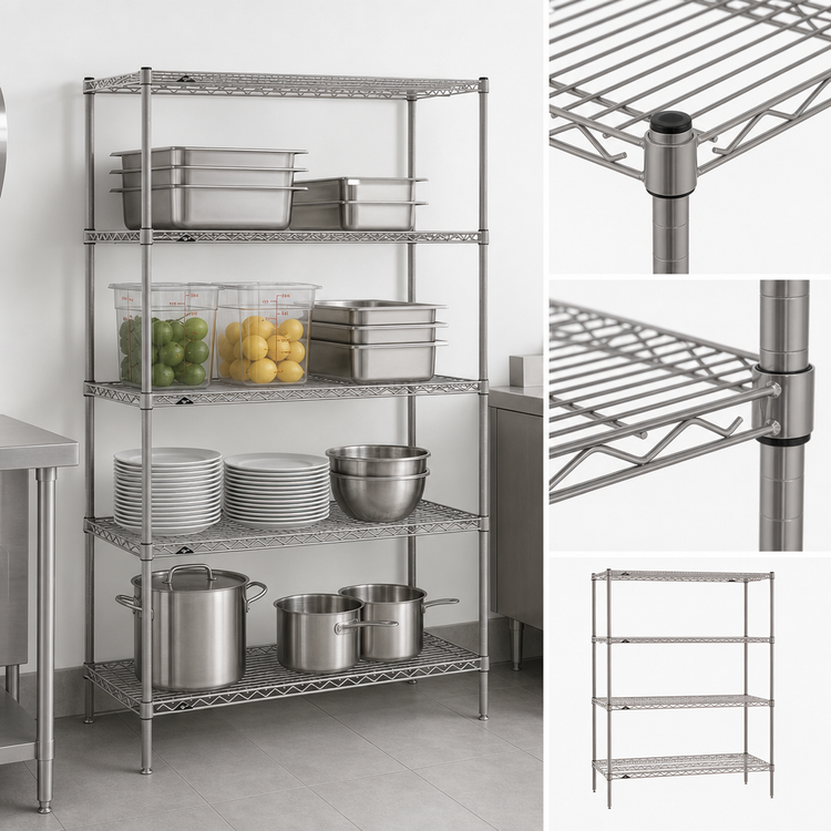 Product image #3 for Metro Super Erecta Stationary Starter Wire Shelving Unit, 42 x 24 x 63 Inches, 4 Shelves, Metroseal Gray