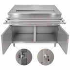 Thumbnail image #3 for BK Resources US-3060S-HL 30" x 60" Stainless Steel Self-Serve Beverage Counter with Urn Trough, Locking Doors, and Tray Drop Shelf