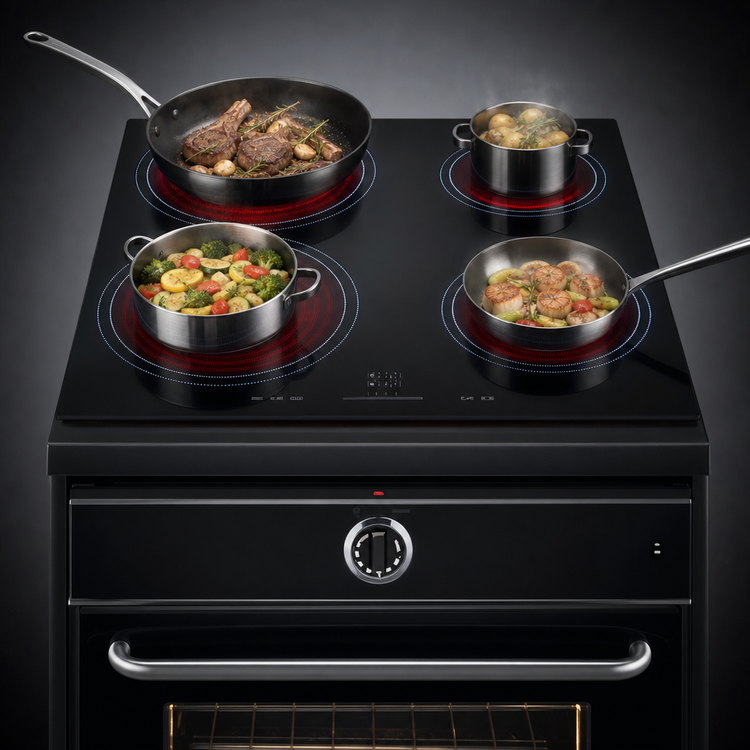 Product image #3 for Summit Commercial 24-Inch Freestanding Induction Smooth-Top Range with Standard Oven, 4-Burner Cooktop, 2.92 Cu. Ft., Jet Black