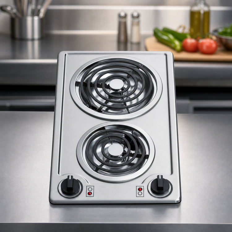 Product image #4 for Summit Commercial 12-Inch Built-In Two-Burner Electric Radiant Cooktop with Stainless Steel Surface