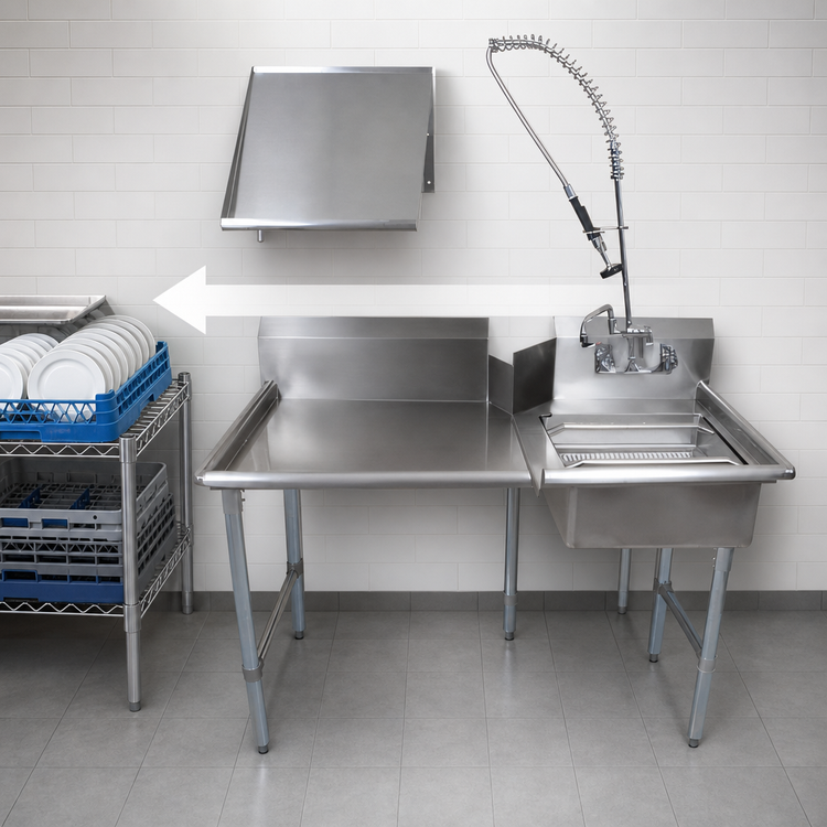 Product image #3 for 48-Inch Right-To-Left Straight Stainless Steel Dish Table Kit
