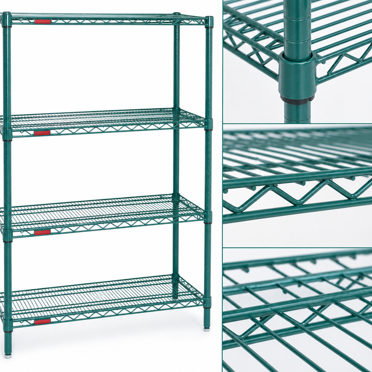 Product image #3 for Eagle Group Valu-Gard 4-Tier Starter Wire Shelving Unit, 48W x 24D x 74H, Green Epoxy