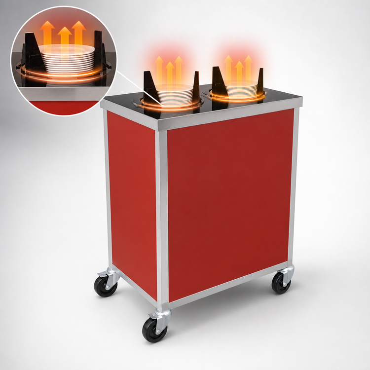 Product image #3 for Atlas Metal MEPD2H-5-3/4 Heated Mobile Plate Dispenser with (2) Tubes for 5-3/4" Plates