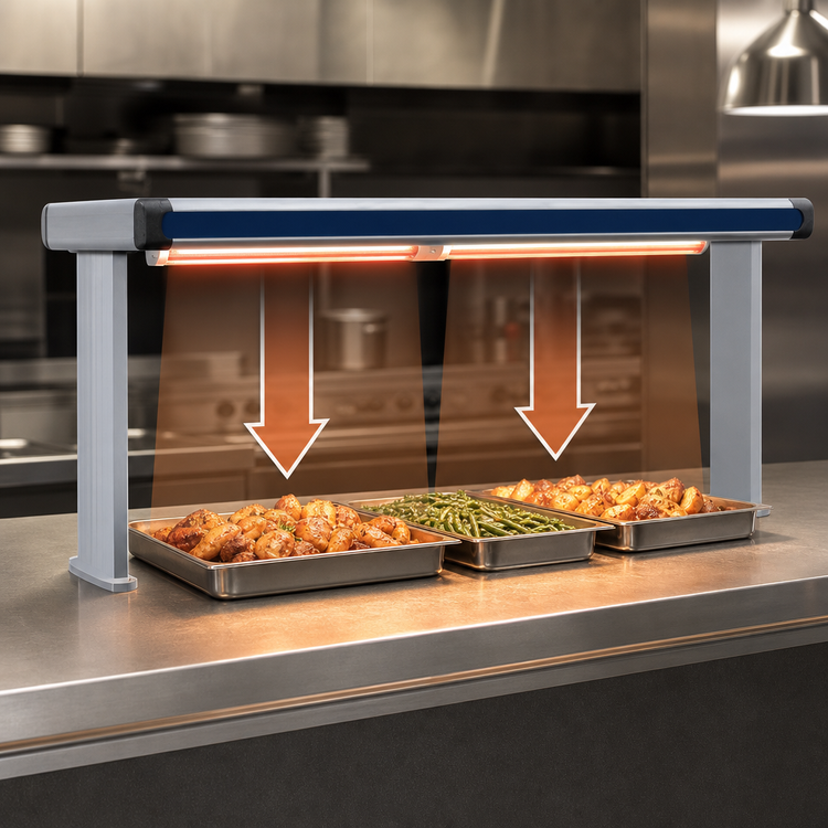 Product image #3 for Hatco Glo-Ray Designer Dual Strip Heat Lamp with Lights, 39-1/2 Inch Wide, Aluminum, 1330 Watt