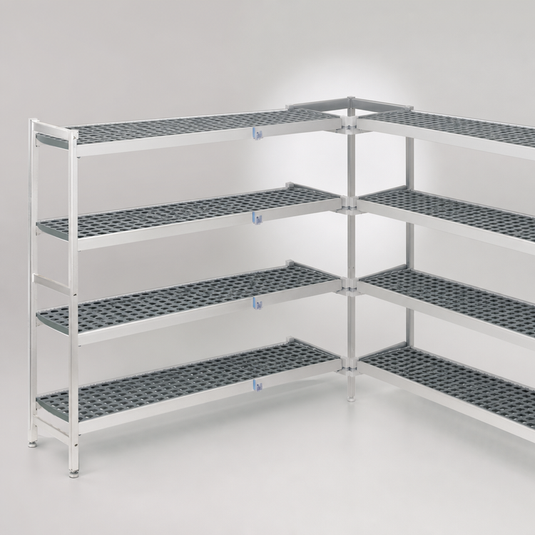 Product image #3 for Fermostock 4-Tier Perforated Corner Expansion Polymer Shelving Unit, 83" H x 68" W x 14" D