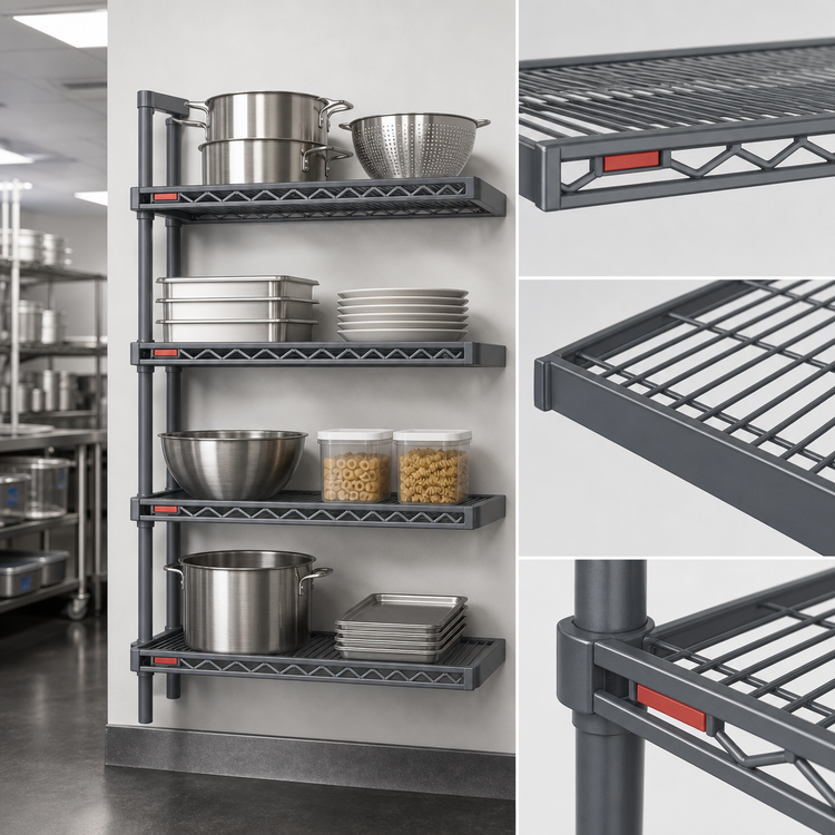 Product image #3 for Eagle Valu-Master 4-Tier Add-On Wire Shelving Unit, 30"W x 24"D x 74"H, Pewter Gray Epoxy