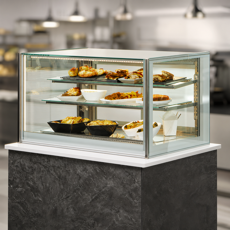 Product image #3 for Federal Industries ITH6034 Italian Glass Series 60-Inch Heated Drop-In Counter Display Case, Full-Service, 3-Tier