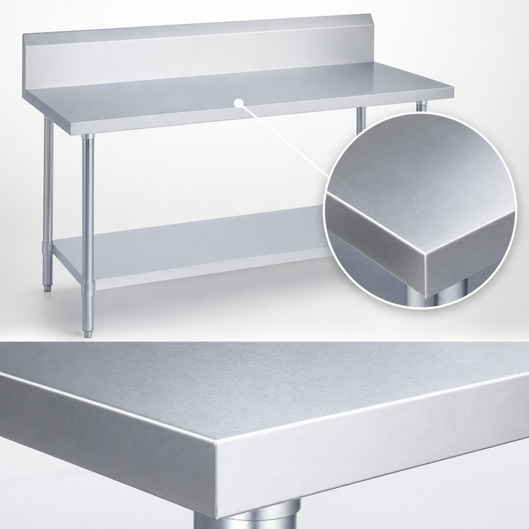 Product image #3 for Duke 60 Inch x 24 Inch Stainless Steel Work Table with 10 Inch Riser and Undershelf