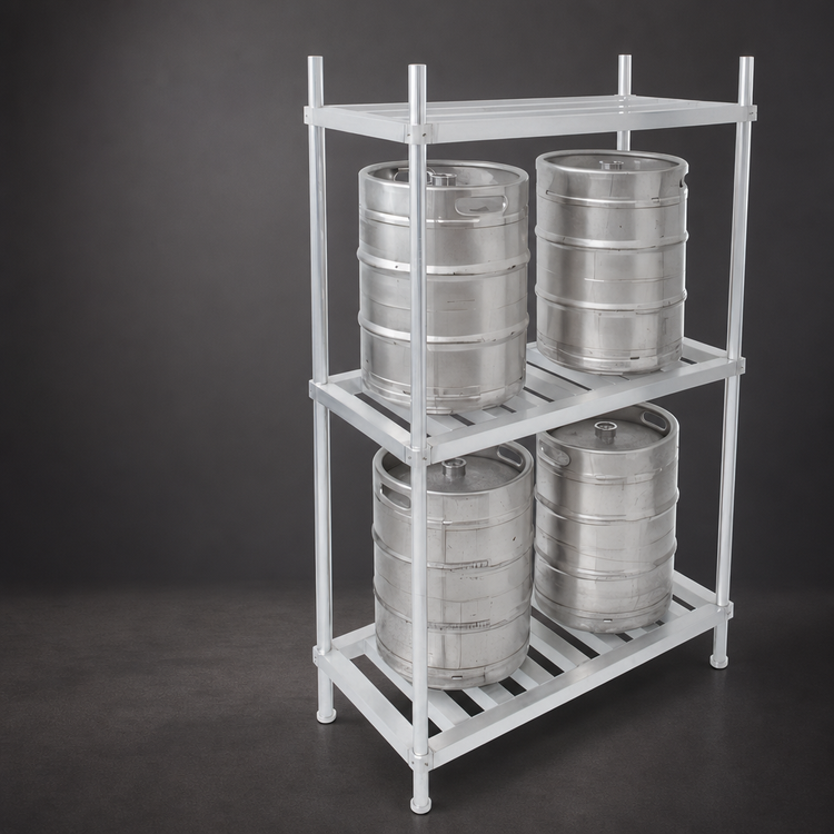 Product image #3 for John Boos Aluminum Keg Rack, 60 Inches W x 20 Inches D x 76 Inches H, 6-Keg Capacity