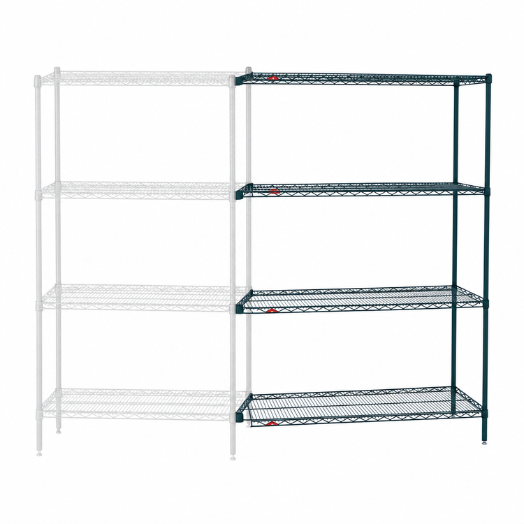 Product image #3 for Metro Super Erecta Add-On Wire Shelving Unit, 72"W x 21"D x 63"H, 4 Shelves, Metroseal 3 Epoxy Finish with Microban