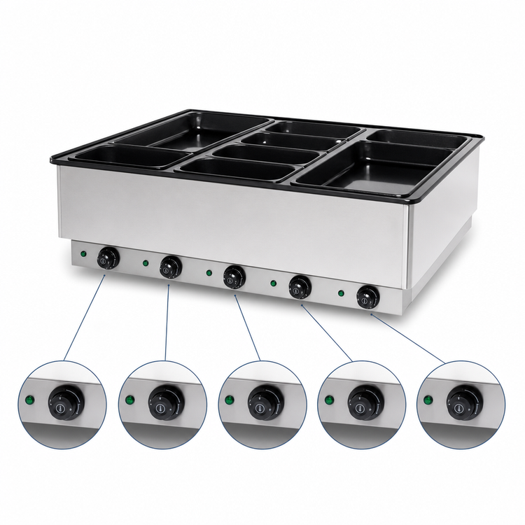 Product image #3 for Atlas Metal WIH-57 5-Well Electric Hot Food Drop-In Well Unit