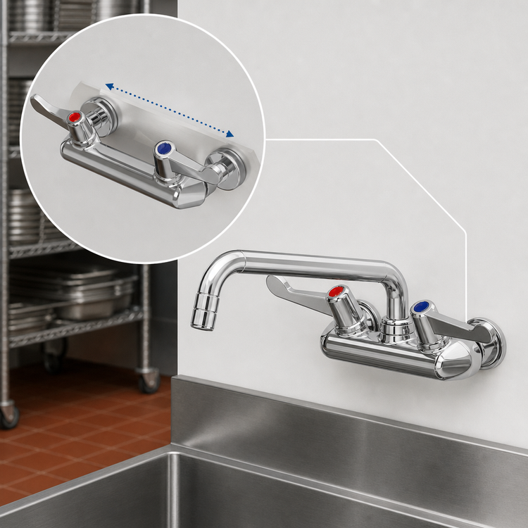 Product image #3 for Equip 4-Inch Wall Mount Mixing Faucet with 10-Inch Swing Nozzle and Wrist Handles