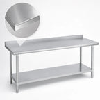 Thumbnail image #3 for Duke Manufacturing 316-36144-2R 144-Inch x 36-Inch Stainless Steel Work Table with 1-1/8-Inch Riser and Galvanized Undershelf