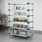 Thumbnail image #3 for Quantum WR63-1860SG-5 Stationary Solid Shelving Starter Kit, 5 Shelves, Galvanized Steel, Chrome Posts, 60"W x 18"D x 63"H