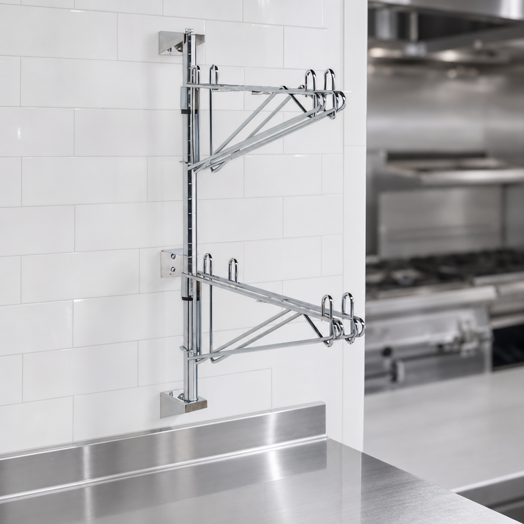 Product image #3 for Metro Super Erecta 14-Inch Chrome-Plated Post-Type Wall Mount Mid Unit, 2-Tier