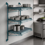 Thumbnail image #3 for Quantum WC54-CB1260P Wall-Mounted Cantilever Starter Unit with 3 Wire Shelves, Green Epoxy Antimicrobial Finish