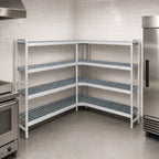 Thumbnail image #3 for Fermod Fermostock 4R59B71-CE 4-Tier Corner Expansion Shelving Unit with Polymer Inserts, 71" H x 59" W x 18" D