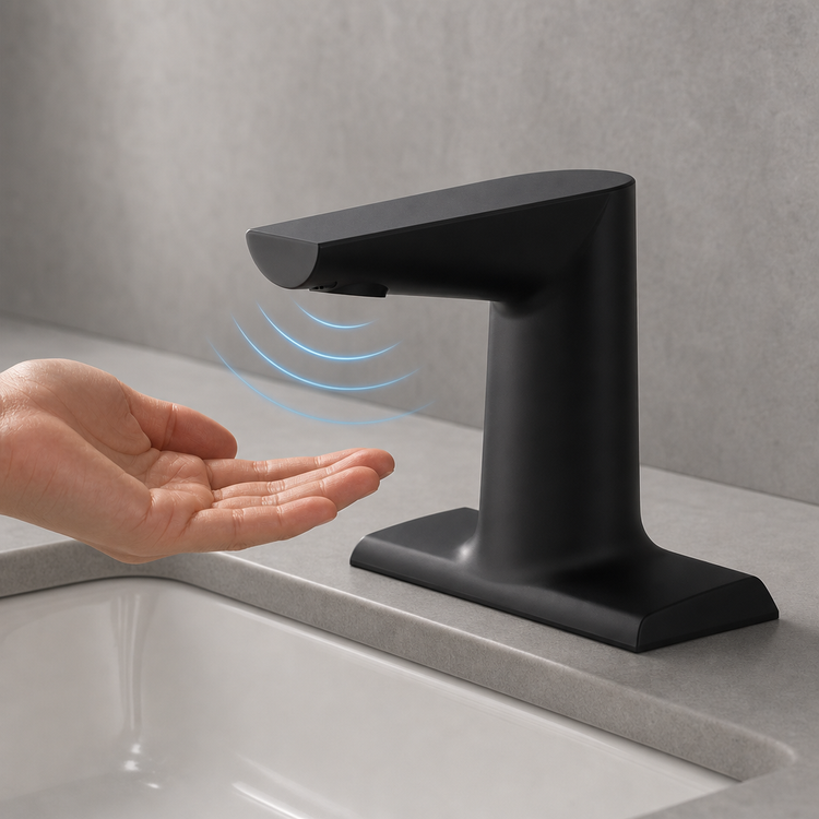 Product image #3 for T&S Brass WaveCrest Electronic Sensor Lavatory Faucet, 4-Inch Deck Mount, Matte Black, 0.5 GPM