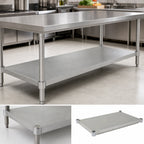 Thumbnail image #3 for John Boos GSK6-36144 144-Inch x 36-Inch 16-Gauge Galvanized Steel Work Table Undershelf