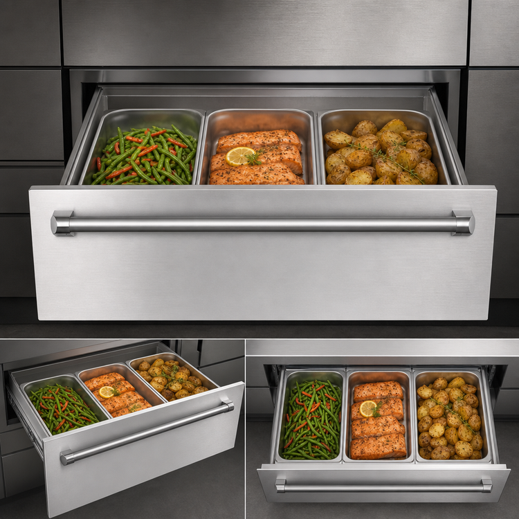 Product image #3 for KoolMore 30-Inch Stainless Steel 3-Compartment Warming Drawer