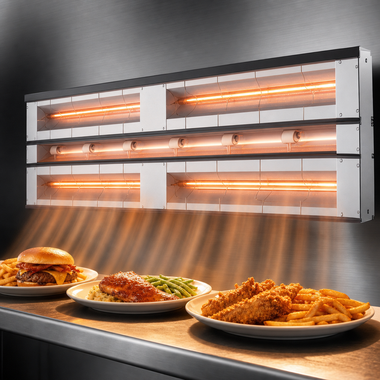 Product image #3 for Hatco Glo-Ray 18-Inch Unlighted Max Watt Dual Infrared Strip Heater, 6-Inch Spacer, 900 Watts, Aluminum
