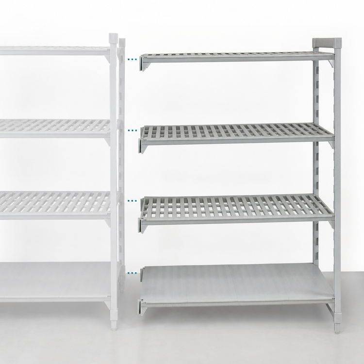 Product image #4 for Cambro Camshelving Premium 4-Shelf Vented and Solid Add-On Polymer Shelving Unit, 54-Inch W x 21-Inch D x 72-Inch H