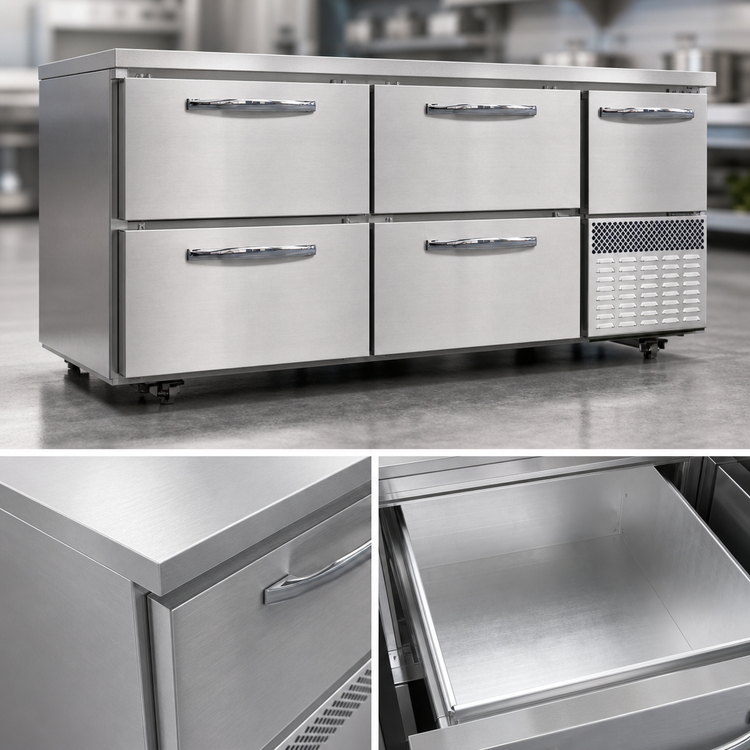 Product image #3 for Continental Refrigerator FA68N-U-D 68" Undercounter Freezer Base with Four Drawers and One Door
