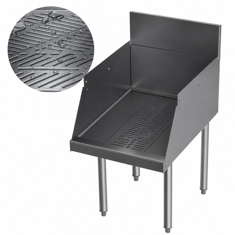Product image #3 for Top Shelf TS Series 24-Inch Wide x 24-Inch Deep Underbar Drop-Down Drainboard with 6-Inch Backsplash and Legs