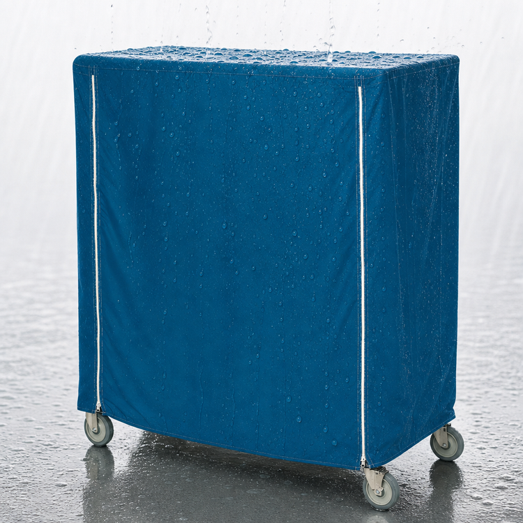 Product image #3 for Metro 60 x 18 x 54 Inch Mariner Blue Waterproof Banquet Cart Cover with Velcro Fastener