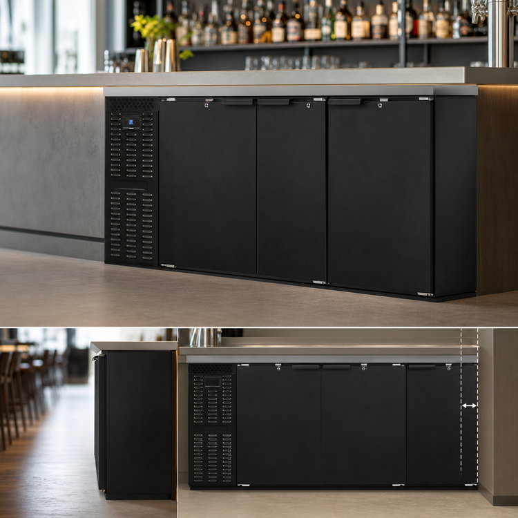 Product image #3 for Continental Refrigerator BB79SN Shallow Depth Refrigerated Back Bar Cooler with 3 Solid Doors